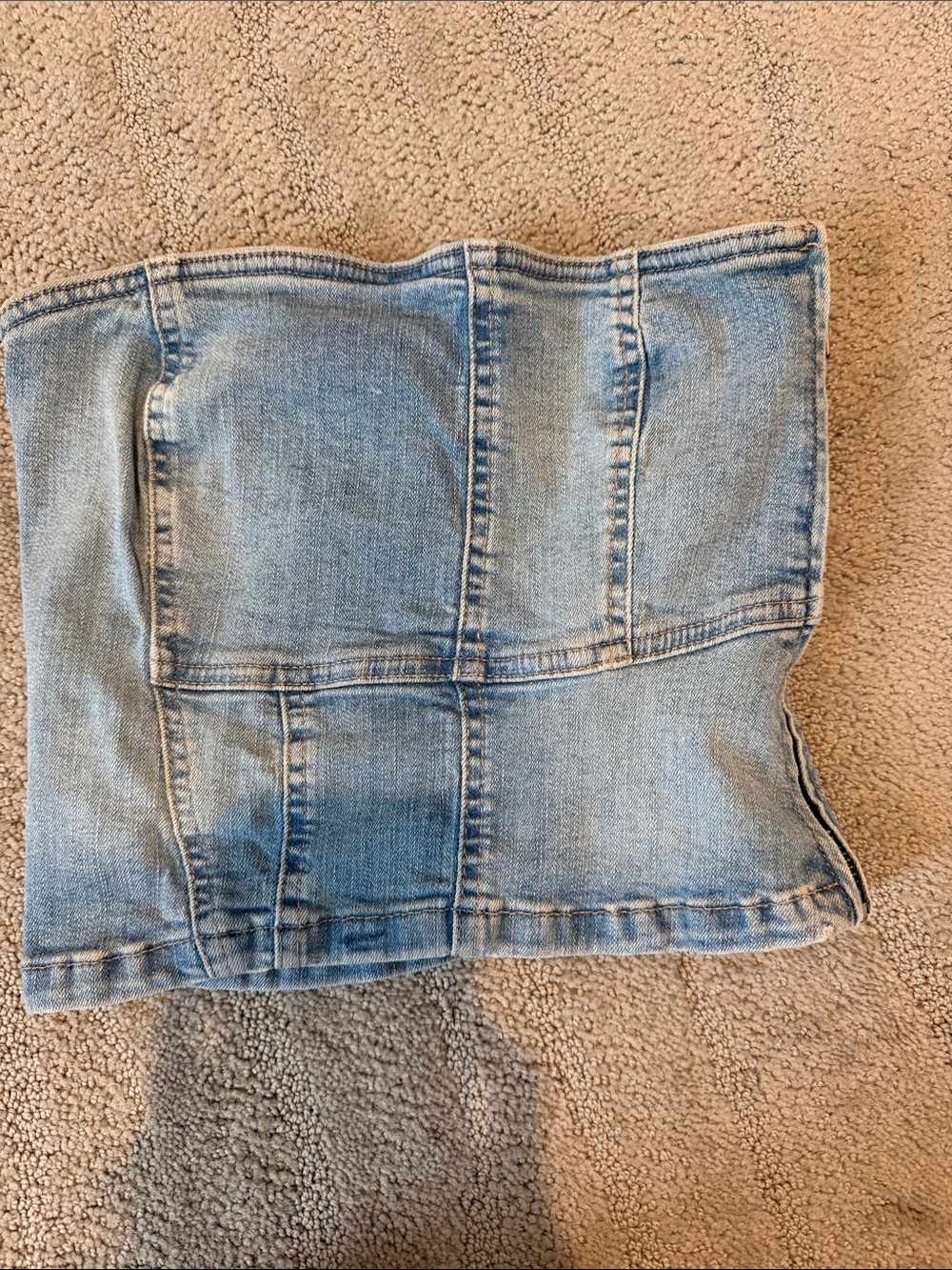 Stretchy denim strapless top